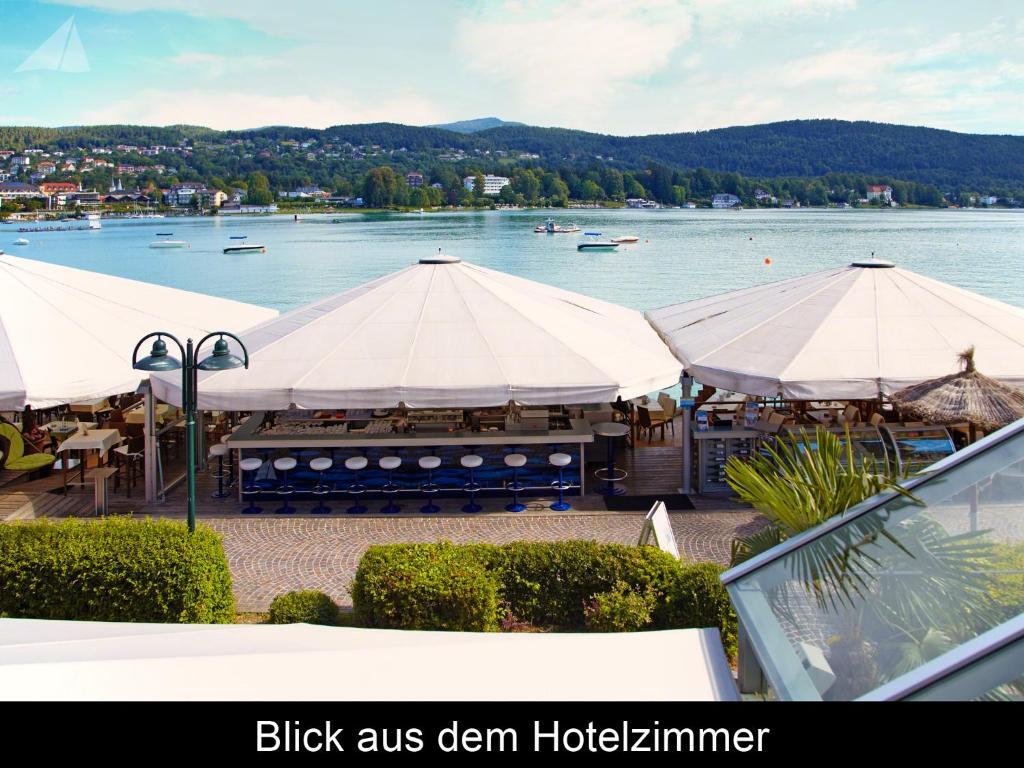 Hotel-Restaurant "Veldener Traumschiff" Direkt Am See In 2Min Im Zentrum Velden am Wörthersee Dış mekan fotoğraf